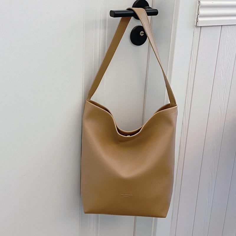 Однотонная сумка-тоут, высокая стоимость, большая вместимость, универсальная сумка через плечо, женская сумка-ведро, повседневная, простая