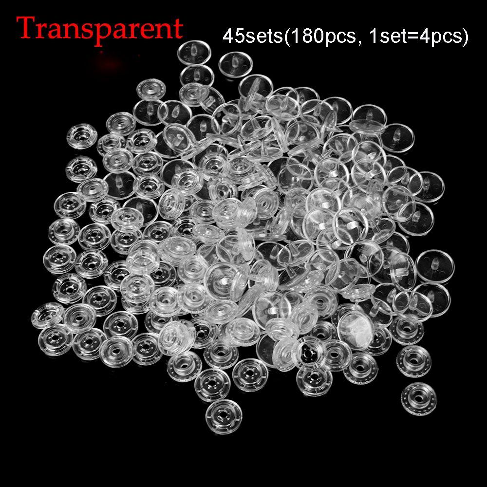45sets(180pcs) Clothes Shirts Plastic Stud transparent Fasteners Press Button Snap Buttons