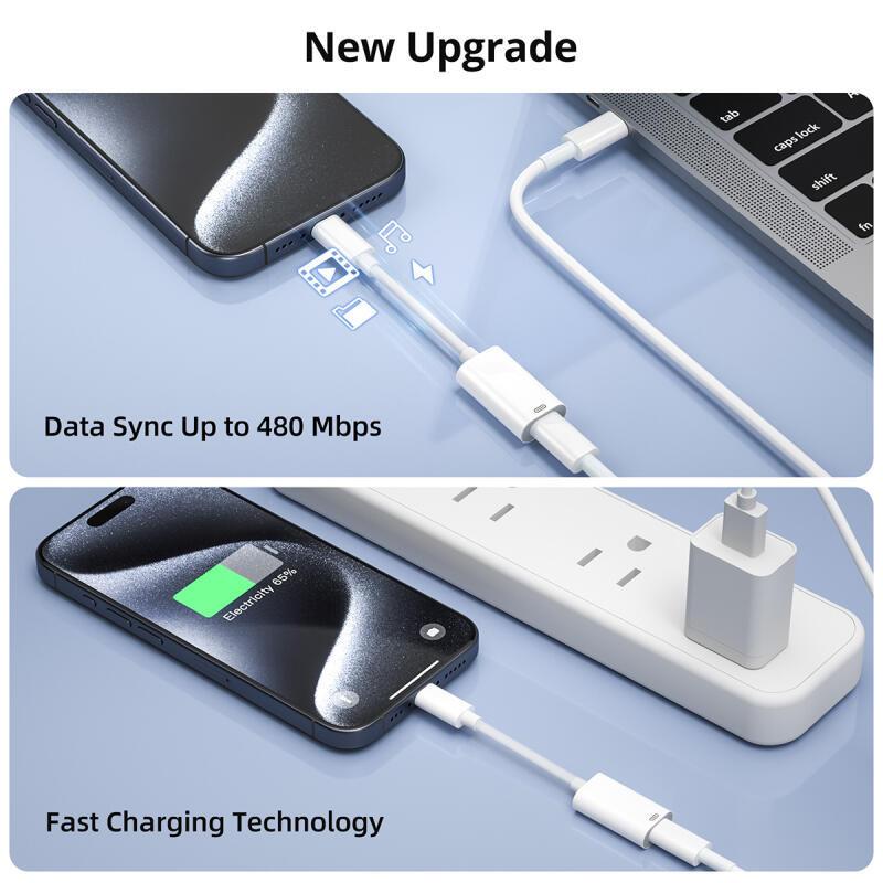 HdoorLink Многофункциональный аудиоадаптер USB C to Lightning, кабель для зарядки, конвертер гарнитуры, шнур для передачи данных для Samsung iPhone 15 iPad Pro