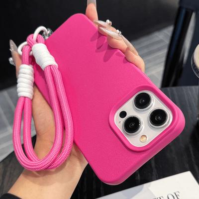 Роскошный матовый чехол из мягкой кожи со шнурком для iPhone 16 15 14 Plus 13 12 11 Pro X XS Max XR Ударопрочная силиконовая накладка