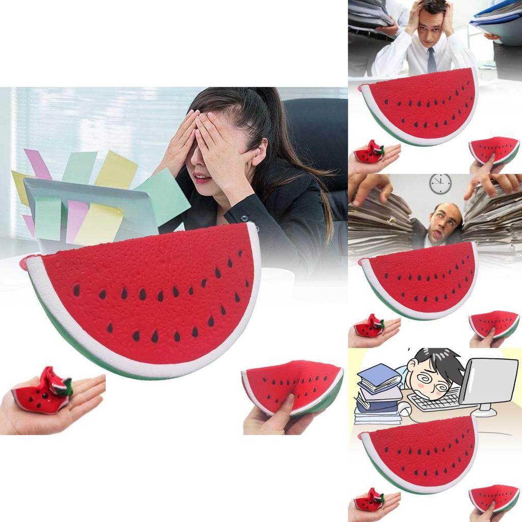 Adorable 14.5cm Children's Pu Stress Relief Toy Realistic Fruit Watermelon Slice