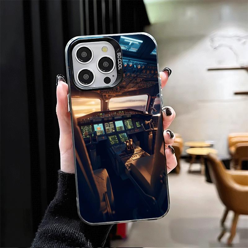 Aviation Aeroplane Pilot Cockpit Soft Phone Case for iPhone 15 16 17 Pro Max 17Air 16E 14 Plus 13 12 Mini Shockproof Cover Back