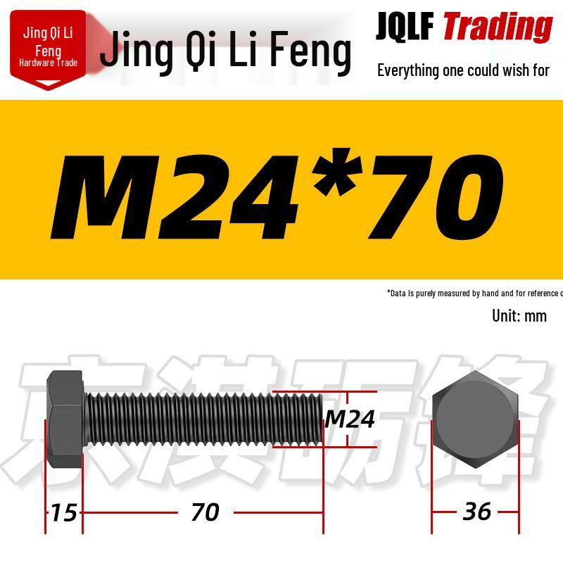 12.9 Grade High-Strength Blackened Hex Bolt M22-M48