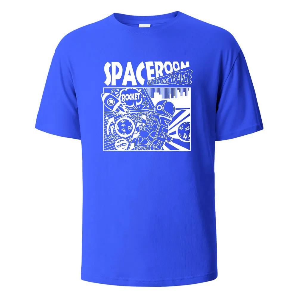 Мужская футболка с принтом Spaceroom Funny 100% хлопок оверсайз с коротким рукавом футболки для мужчин женщин летняя мода повседневные топы с круглым вырезом