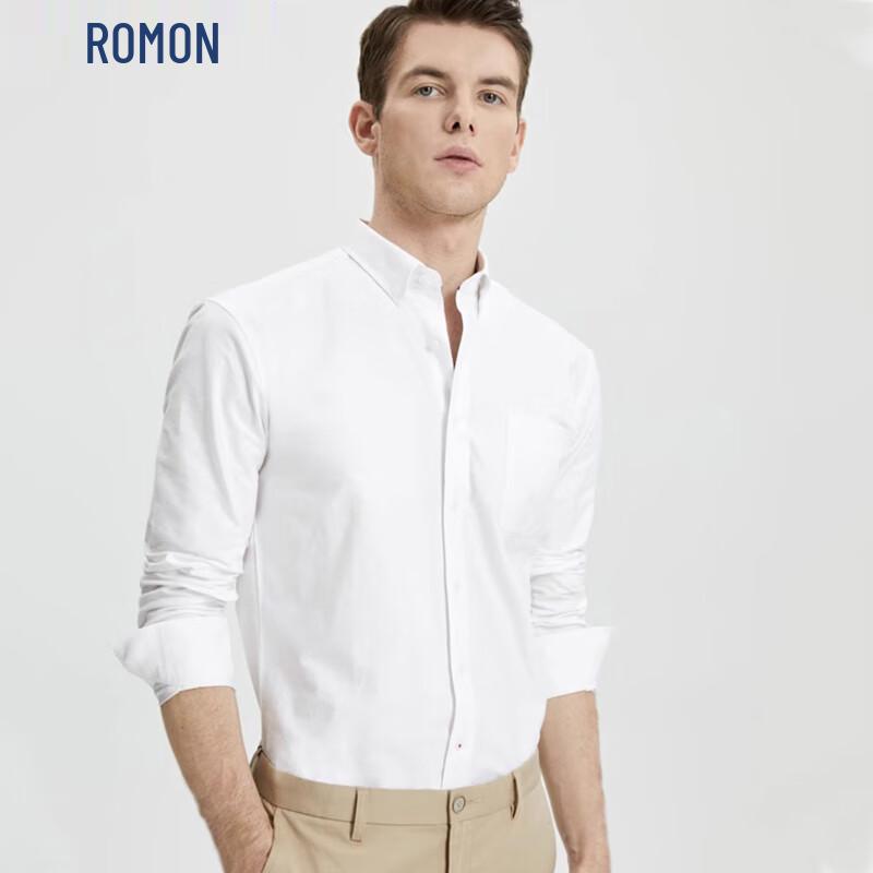 ROMON Мужская оксфордская рубашка с длинным рукавом в стиле business casual