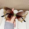 New Butterfly Shape Diamond Rimless Sunglasses Fashionable Internet Celebrity Sunglasses for Women High-end Sunglasses