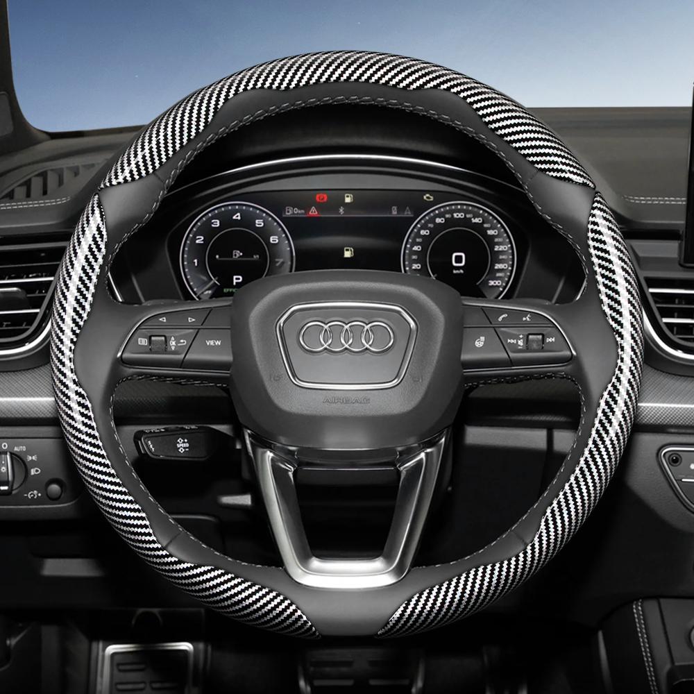 Suitable for qaz24 Carbon Fiber Texture Steering Wheel Cover with Segmented Quick-Release Design, Durable, for Models Such as Q5 Q3 A4 A6 Q7 Q8 Q4 Q6