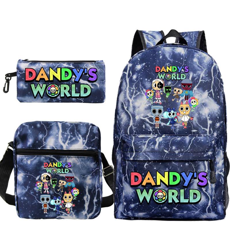 Dandy'S World Printed Fashion Children'S Pencil Case Messenger Bag Three-Piece Set Primary And Secondary School Bag