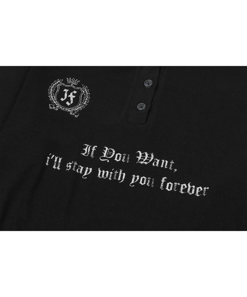 IFYOUWANT Stay Forever Henley Long Sleeve Black
