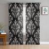 Цветочные черно-белые прозрачные шторы для гостиной, прозрачный тюль, декор для окон, спальни, кухни, домашний декор, вуаль, шторы