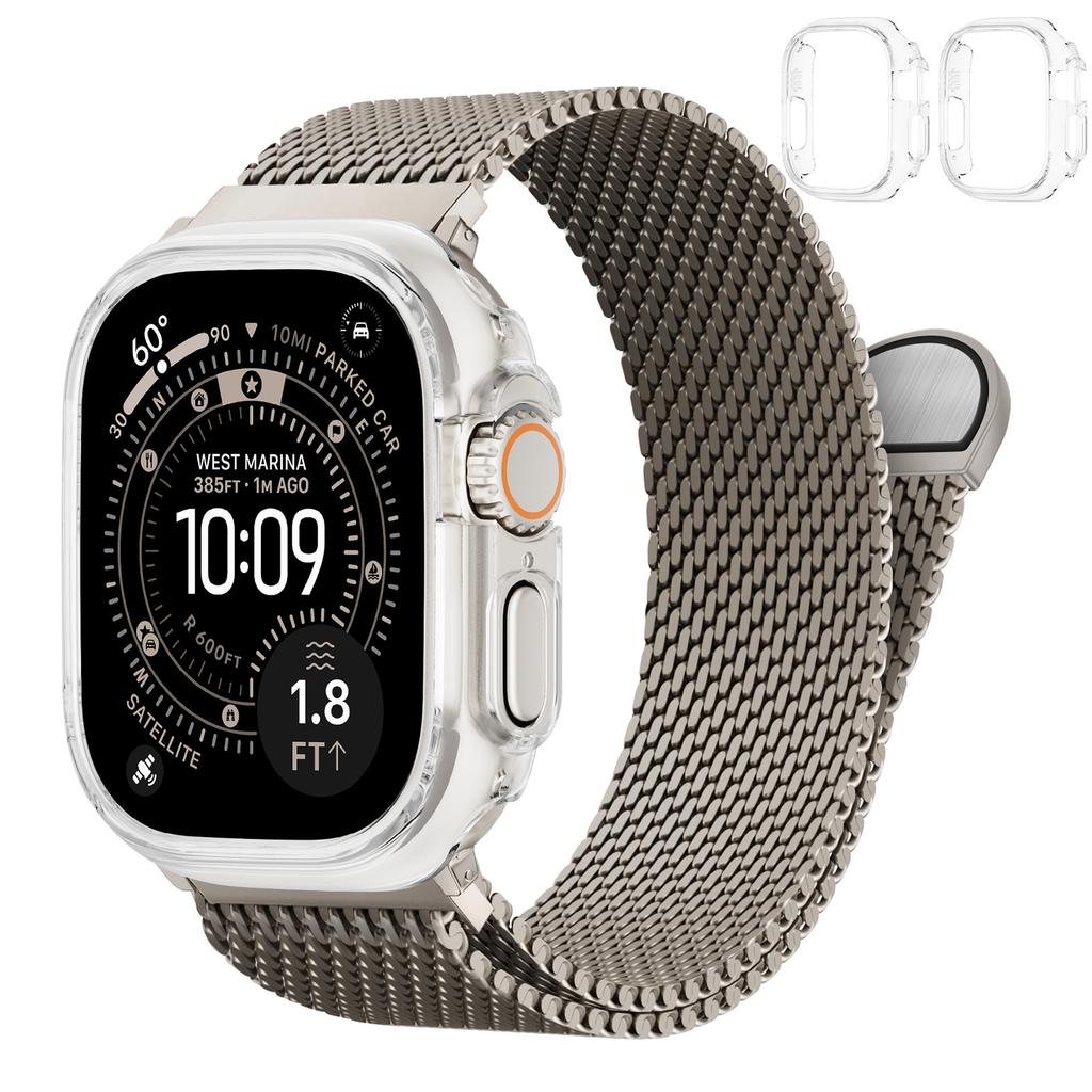 For Apple Watch Band Ultra2 3 49mm 45mm 42 46mm 40mm 44mm Milanese Bracelet iWatch series SE 11 10 9 8 7 Case+Thick Metal Strap