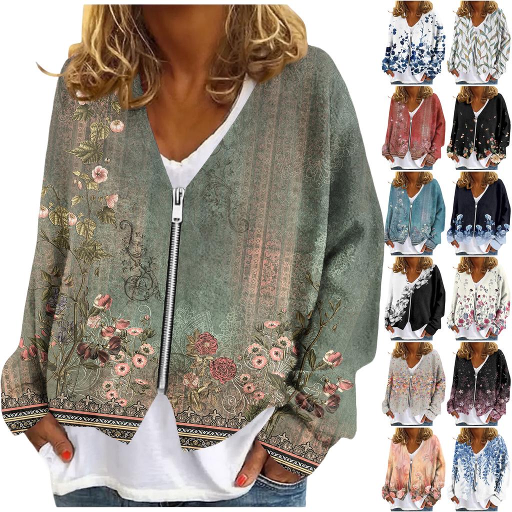 Womens Zip Up Sweaters Sweatshirts Long Sleeve Oversized Jackets Soft Casual Loose Tunic Tops