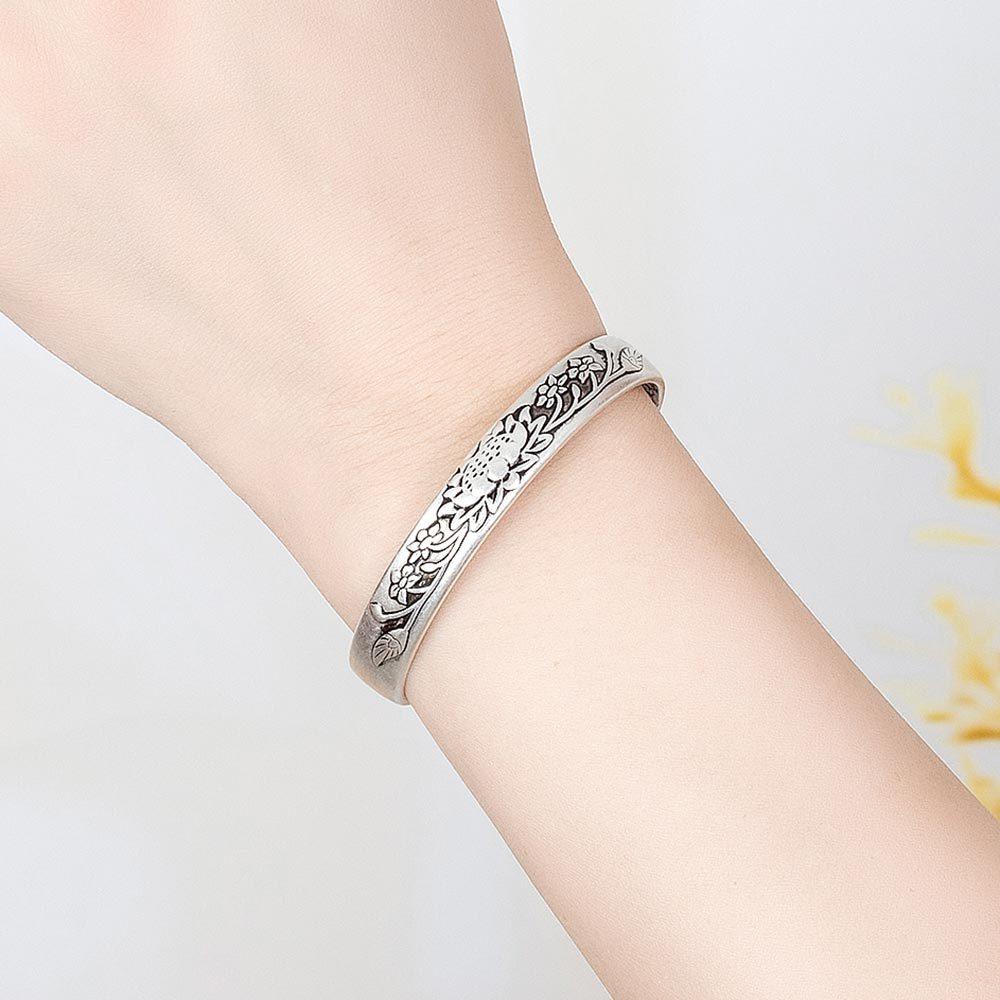 Матовый черный лист лотоса ретро тайский серебряный браслет, Женское поведение Дзен Сердце Сутра Любовь Цветок лотоса сказал женский серебряный браслет