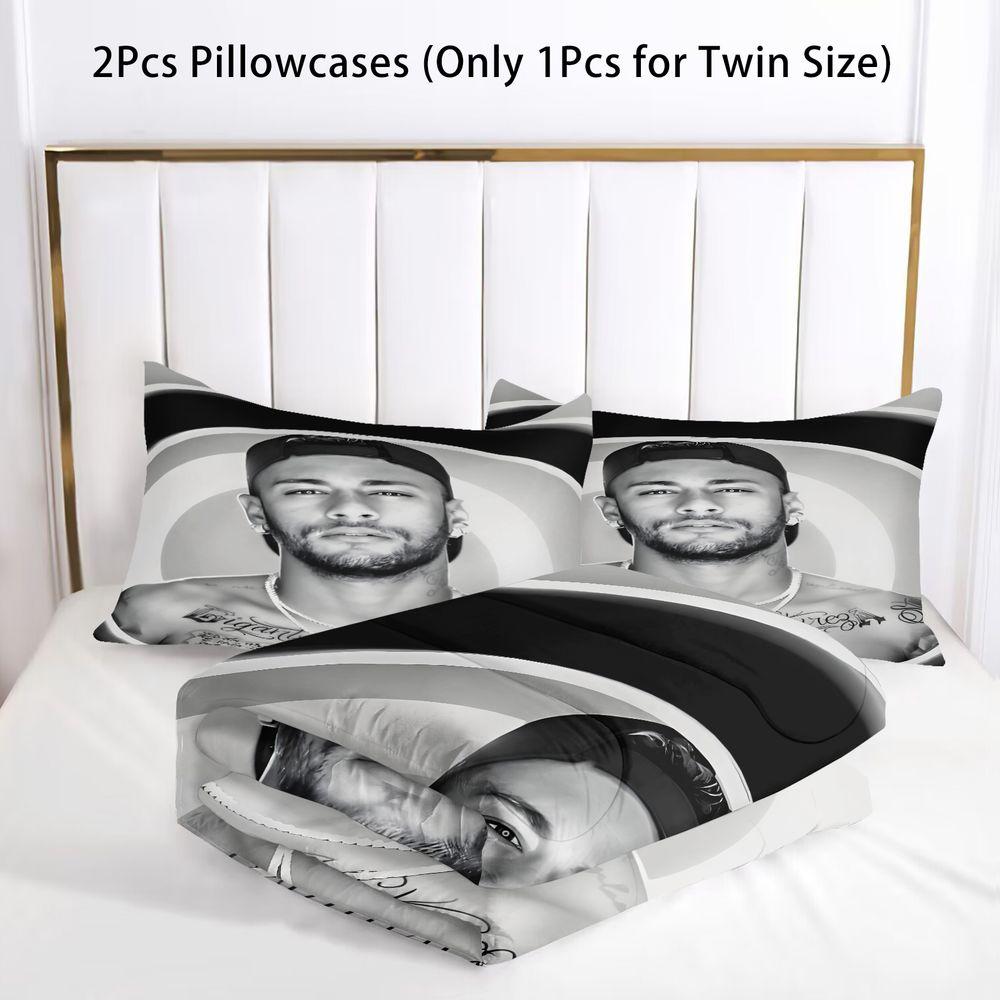Black White Sports Portrait Print Comforter Set Quilt Bedding Set Pillowcase Minimalist Sports Enthusiast Home Bed Quilt