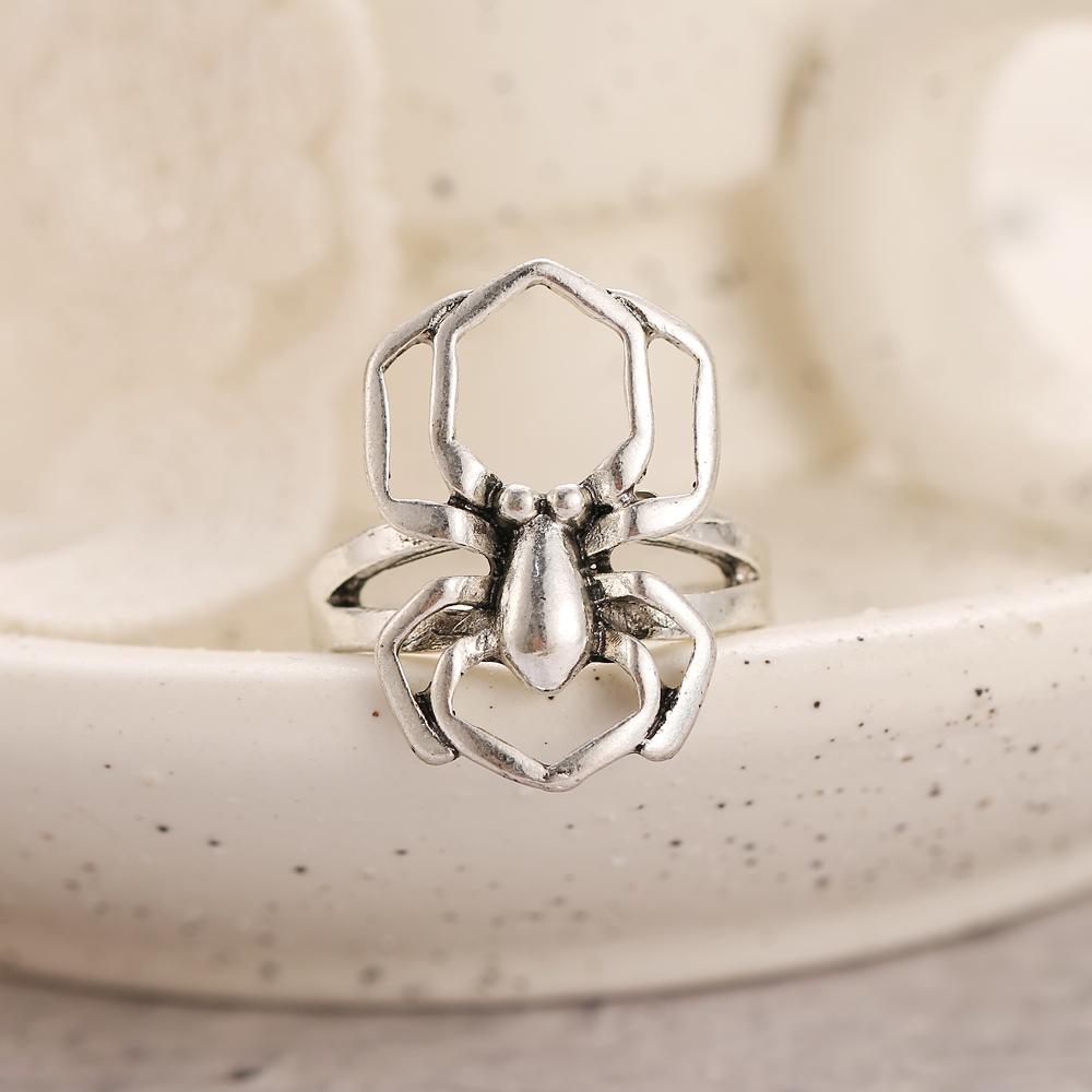 Кольцо для женщин и девочек Любовь Бабочка Череп Модные мужские украшения Винтаж Древнее серебро Цвет Панк Хип-Хоп Регулируемый Бохо