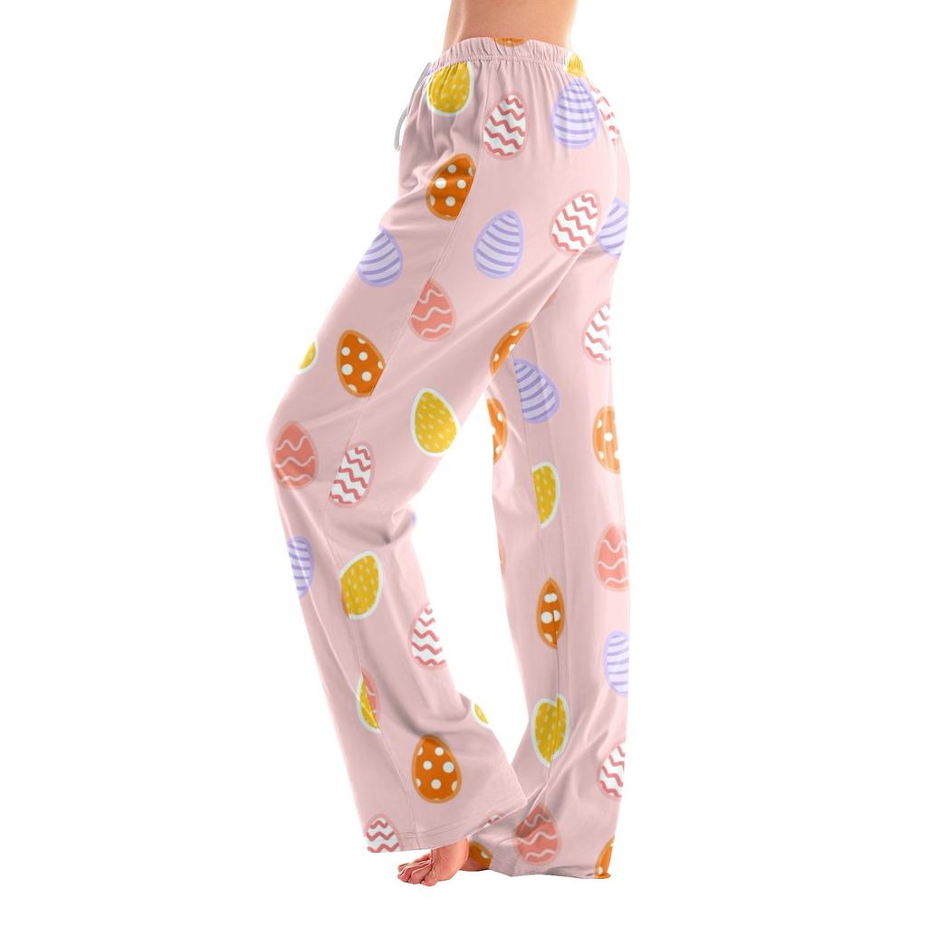 Женские пижамные штаны, одежда для сна, повседневные брюки с эластичной резинкой на талии, удобные прямые свободные брюки для йоги