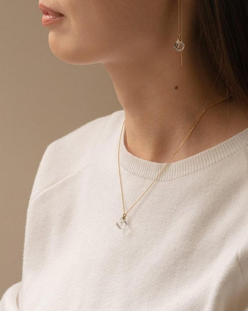 [Set] 2-piece set (HARIO Lampwork Factory Melty Cube Necklace HAA-MC-001N, Gift Bag with Ribbon)