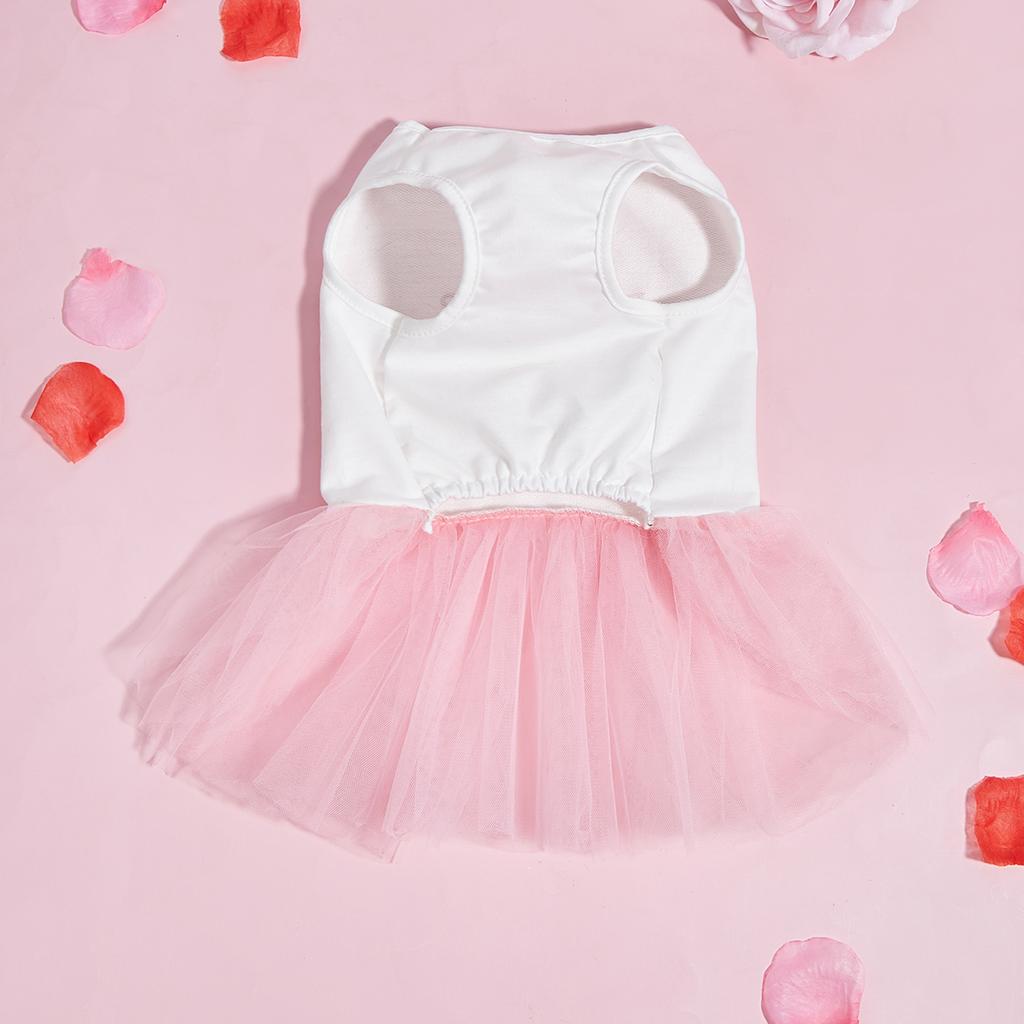 Pet Dress with Black Tulle Skirt with Bow, Cute Puppy Outfit, Fashion Small Dog Apparel, Sweet Pet Wear for Valentine