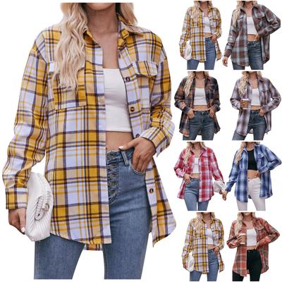 Женская осенне-зимняя модная свободная повседневная клетчатая куртка-рубашка с длинными рукавами