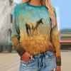 Trendy Casual Women's Tops 3d Fox Printed Round Neck Long Sleeve Shirts & Blouses Autumn & Winter Sweatshirts Female Clothes