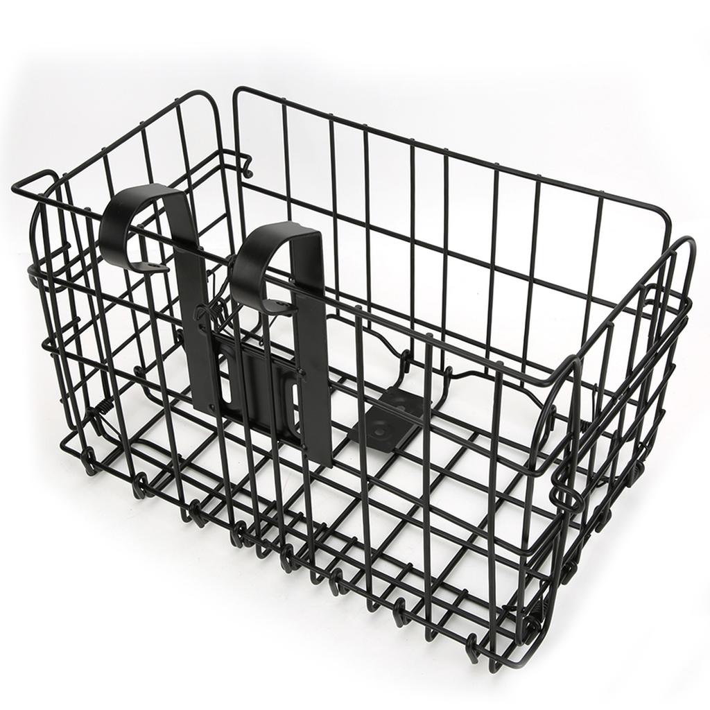 Прочная черная горная велосипедная складная передняя корзина Складная задняя подвесная проволочная сумка Велосипедный аксессуар Черный Утолщенный