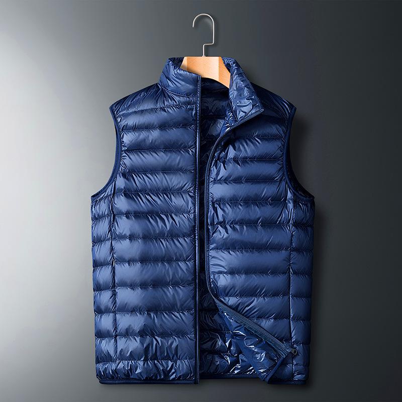 New Autumn Korean Style Men's Down Jacket Solid Color Short Vest Youth Popular Stand Collar Casual Jacket