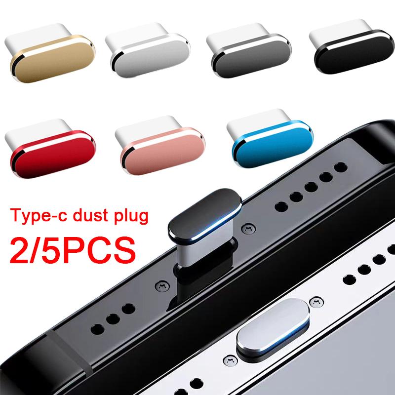 1/2/5pcs Metal Type-C Silicone Dust Plugs Phone USB Port Protector Anti-dust Plug Cover Cap for Samsung Huawei Xiaomi Tablet2