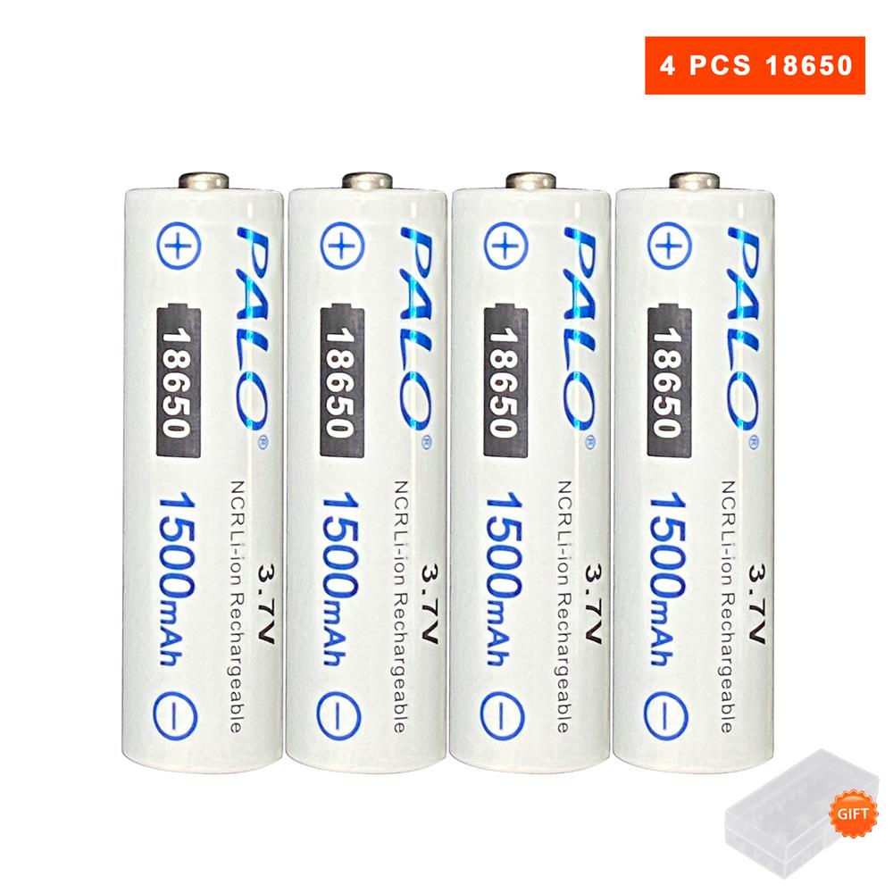 PALO 4-12 шт. 3,7 В 1500 мАч 18650 литий-ионный аккумулятор 18650 литиевая аккумуляторная батарея с заостренной головкой для фонарика