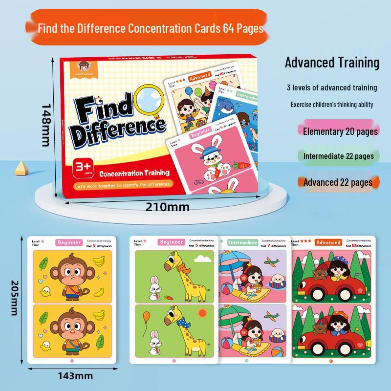 Трансграничные стираемые обучающие карточки - Развивающая игра "Найди отличия" для раннего обучения и развития внимания