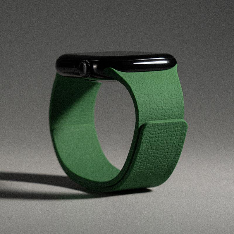 Силиконовый ремешок для Apple Watch Series S7-S11, Новый SE, с узором личи - Магнитная застежка, Спортивный и удобный