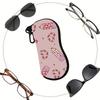 Cute Pink Pencil and Heart Print Soft Pouch, Sunglasses Case, Portable Lightweight Eyeglasses Holder Bag, Travel Spectacle Protector Accessory