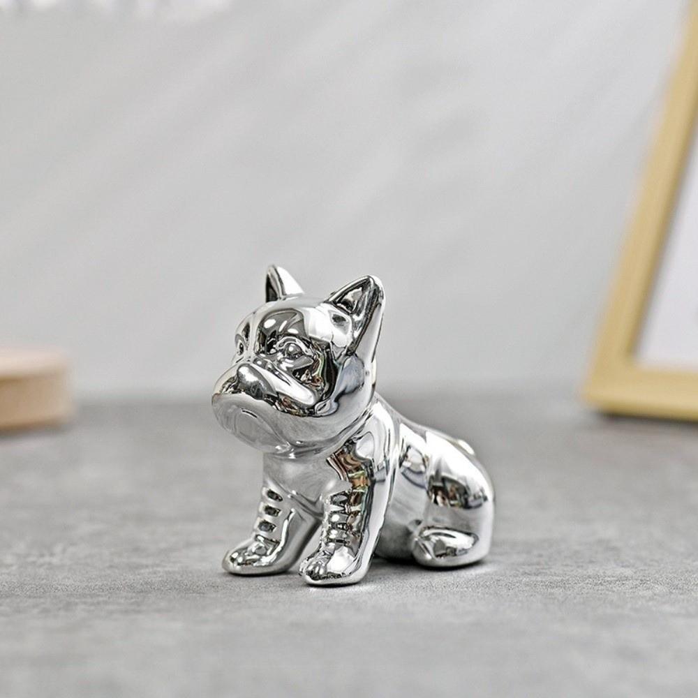 Electroplated French Bulldog Figurine Glossy Finish Jewelry Rack Gifts Animal Ornament Home Office