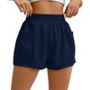 Women's Summer Elastic Waist Loose Wide Leg Solid Color Casual Sports Shorts