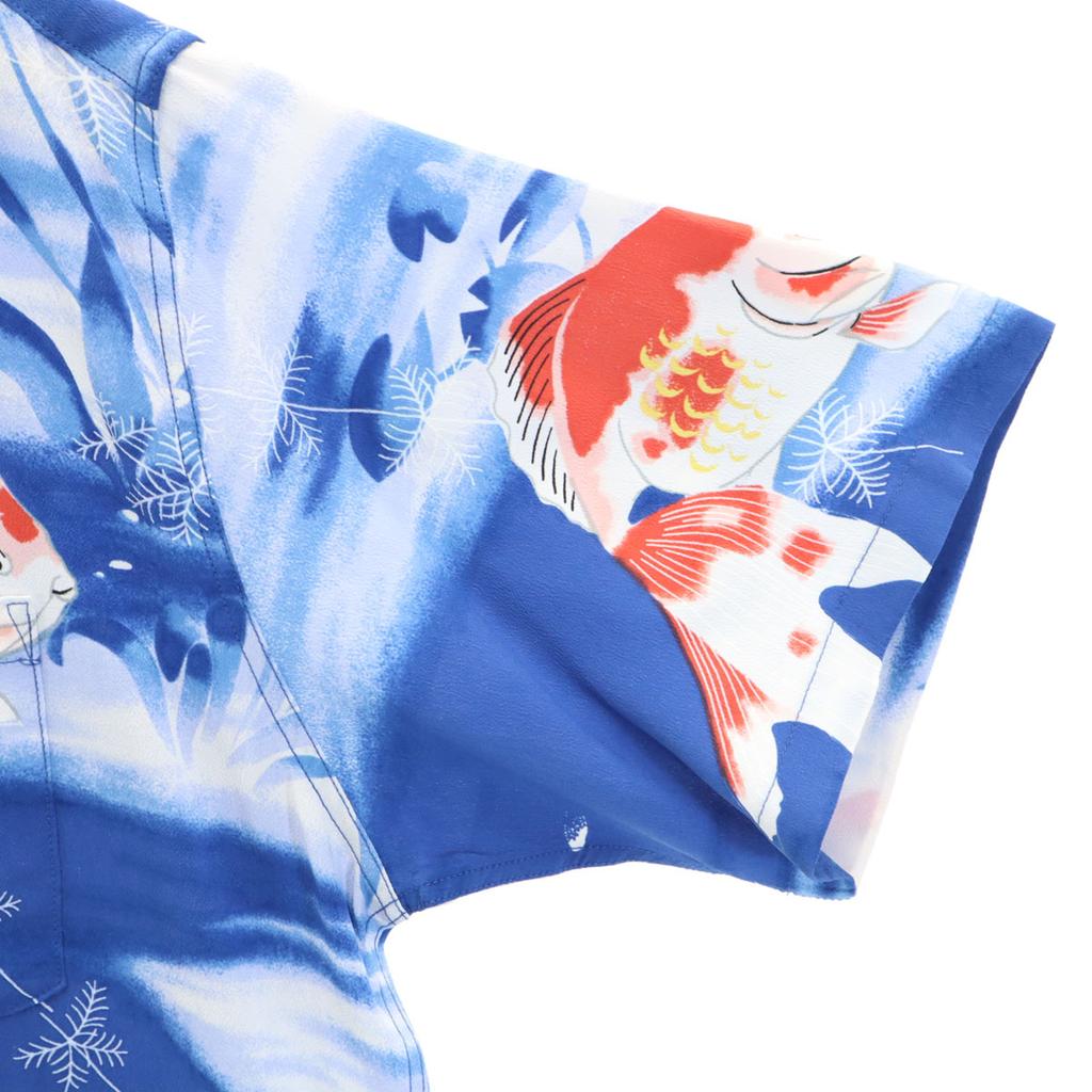 SUN SURF Made In Japan Goldfish Pattern Short Sleeve Wall Crepe Aloha Shirt Men's Used
