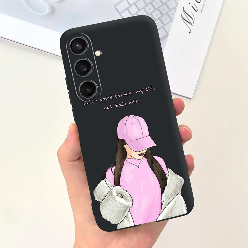 Для Чехла Funda Samsung A35 5G Case SM-A356E Пара Любовь Сердце Цветок Кошка Рисунок Задняя Крышка Для Samsung Galaxy A35 5G Etui