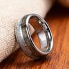 8mm Silver Color Stainless Steel Rings for Men, Meteorite Deer Antler Inlay Dome Engagement Ring, Men Wedding Jewelry