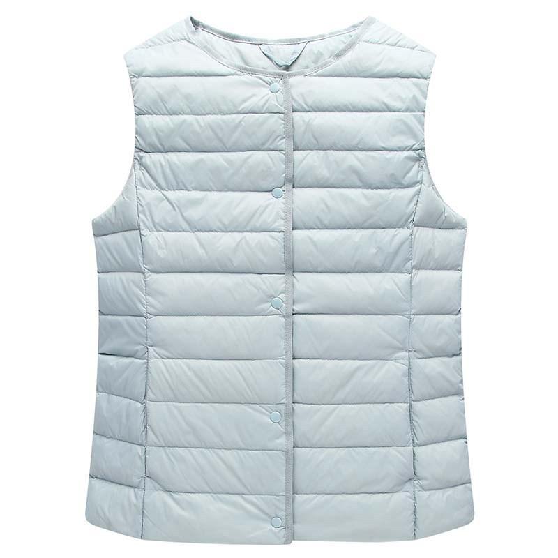 Women's Winter Lightweight Cropped O Neck Sleevelees Solid Color Plus Size Liner Tank Top Down Vest M-3XL