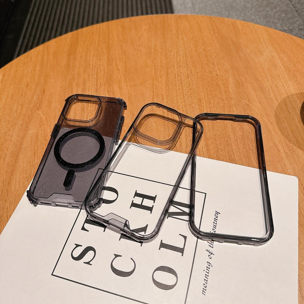 For IP16promax Second Generation Magnetic Colorful Three-in-one PC Upper and Lower Cover + TPU Plus Glitter All-inclusive Mobile Phone Case