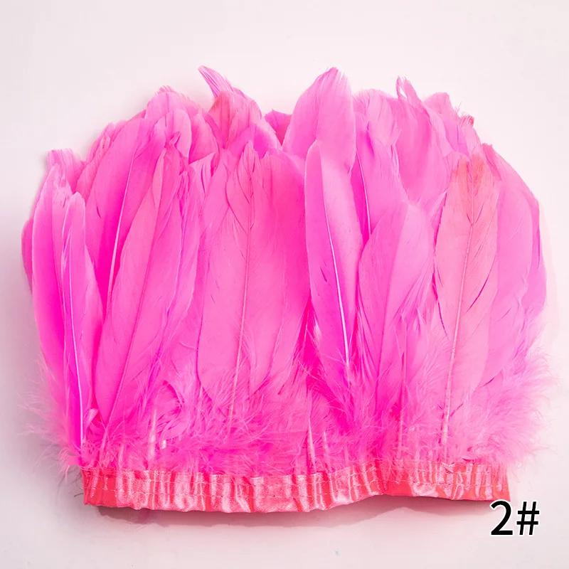 2M/Lot Real Geese Feather Fringe Ribbons Goose Feathers Trim Dyed for Dress Skirt Cloth Belt Decorative Clothing