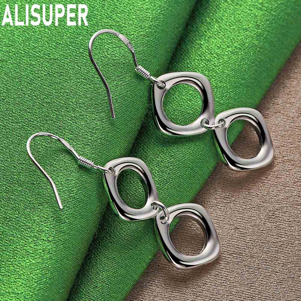 Круглые квадратные серьги из стерлингового серебра 925 пробы для свадебной моды ювелирные изделия