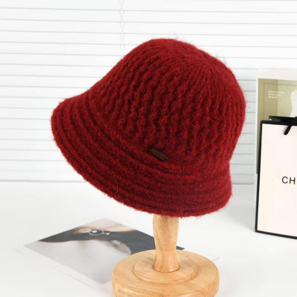 Зимняя панама с большой головой - Однотонная вязаная из кашемировой шерсти, Ветрозащитная и теплая, в стиле рыбака