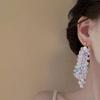 Серьги с бахромой из розовых цветов и пайеток из рисовых бусин, модные преувеличенные персонализированные серьги, серьги класса люкс