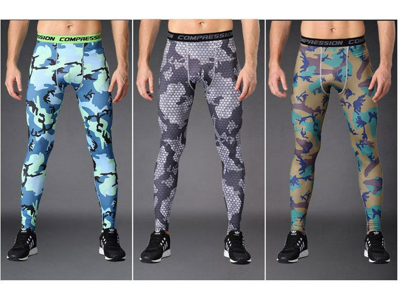 Мужские быстросохнущие компрессионные тайтсы для бега с камуфляжным принтом