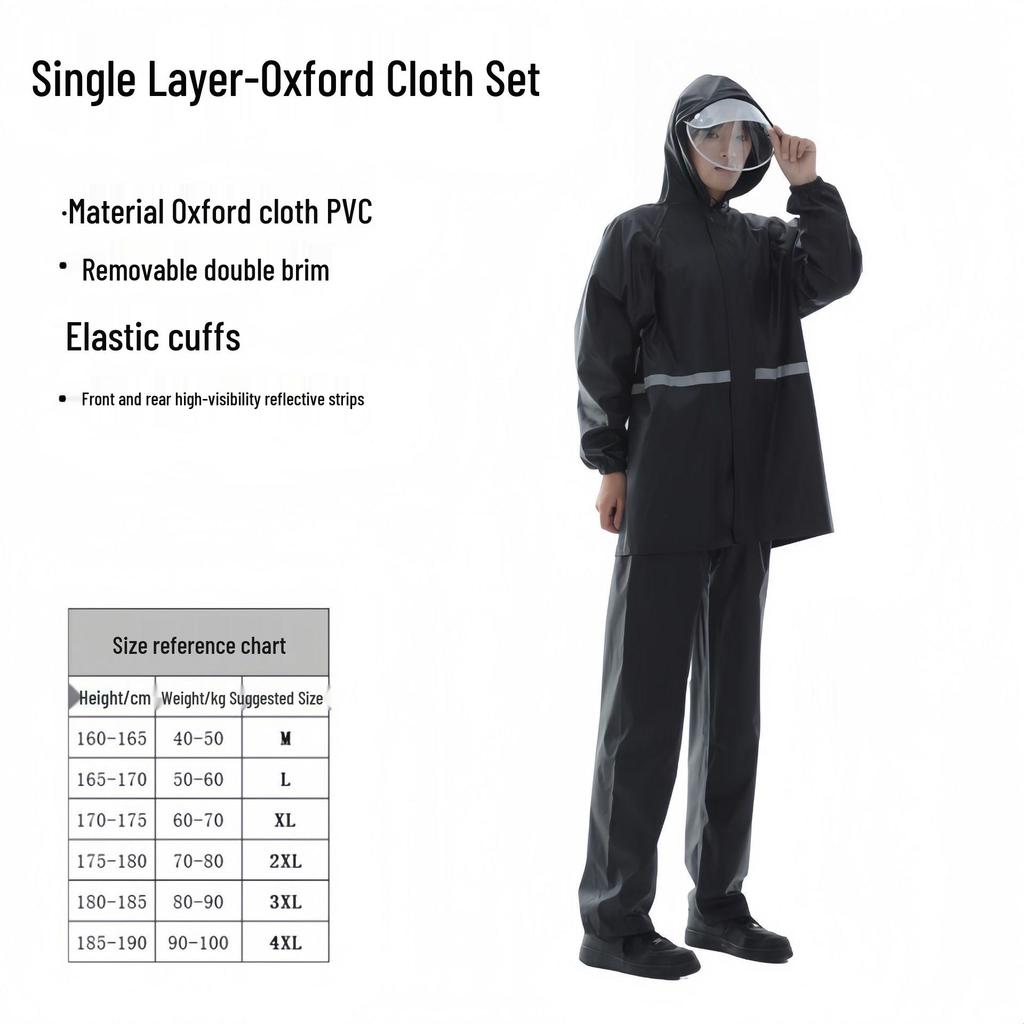 Full Body Rainproof Reflective Raincoat and Pants Set for Motorcycling and Construction