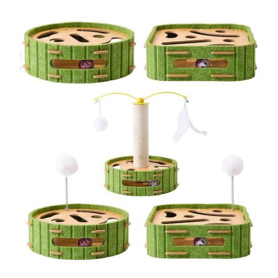 Коробка для обогащения кошек, интерактивная пилка для когтей, игрушка-головоломка с звенящими шариками, когтеточка-лабиринт для домашних кошек, царапай и играй