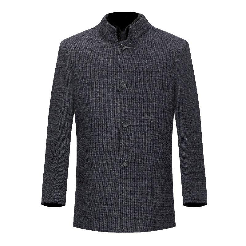 Зимнее двухстороннее шерстяное пальто для мужчин, шерстяная ветровка средней длины, воротник-стойка, воротник из меха норки, куртка на пуху