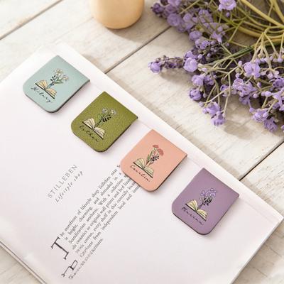Закладка для книги в виде цветка из искусственной кожи, ручной работы, мини, портативная, водонепроницаемая, маркер для страниц, магнитный зажим, подарок для книголюбов, детей, студентов