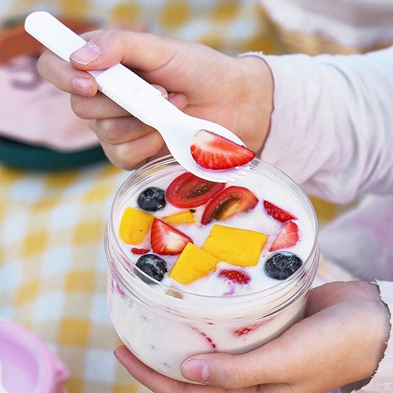 600ml Portable Breakfast Oatmeal Cup With Lids And Spoon Overnight Oats Jar Oats Reusable Overnight Meal Prep Container