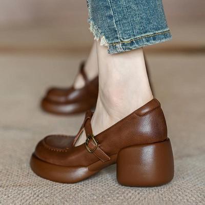 Женская обувь для активного отдыха на толстой подошве с низким верхом, весна-осень, ретро-туфли с круглым носком и массивным каблуком, мягкие низкие высокие каблуки