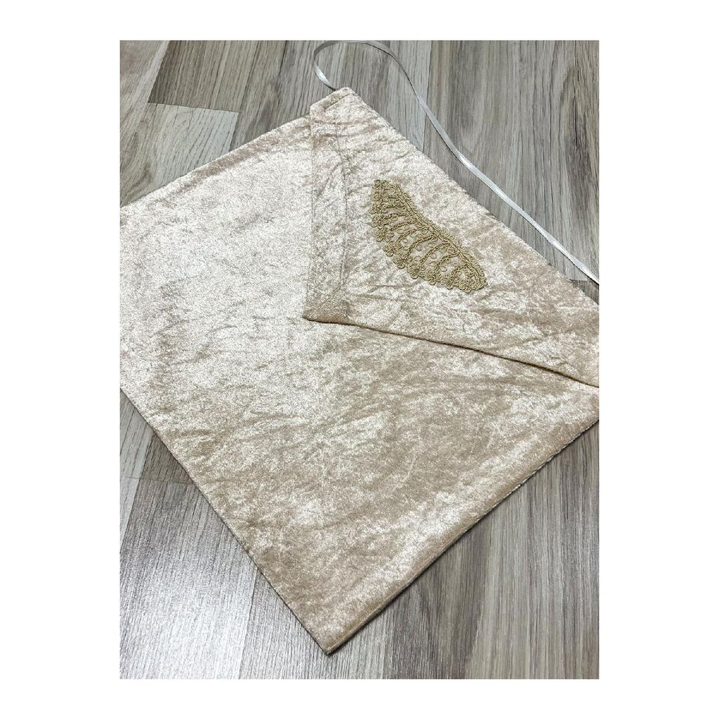 6 Piece Velvet French Laced Dowry Box Boxed Prayer Rug Set Bride Groom Set